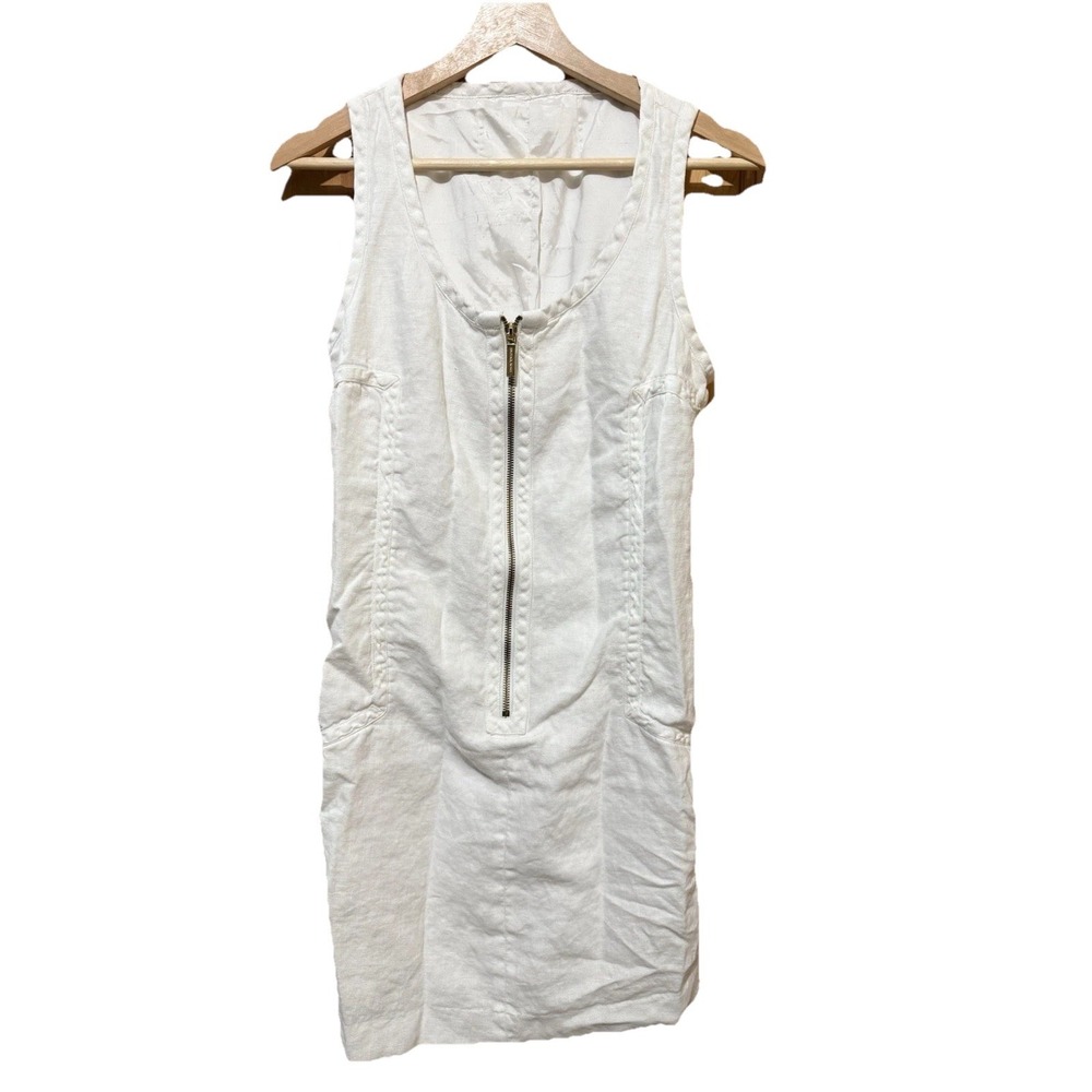 Michael Kors Linen White Front Zipper Dress.